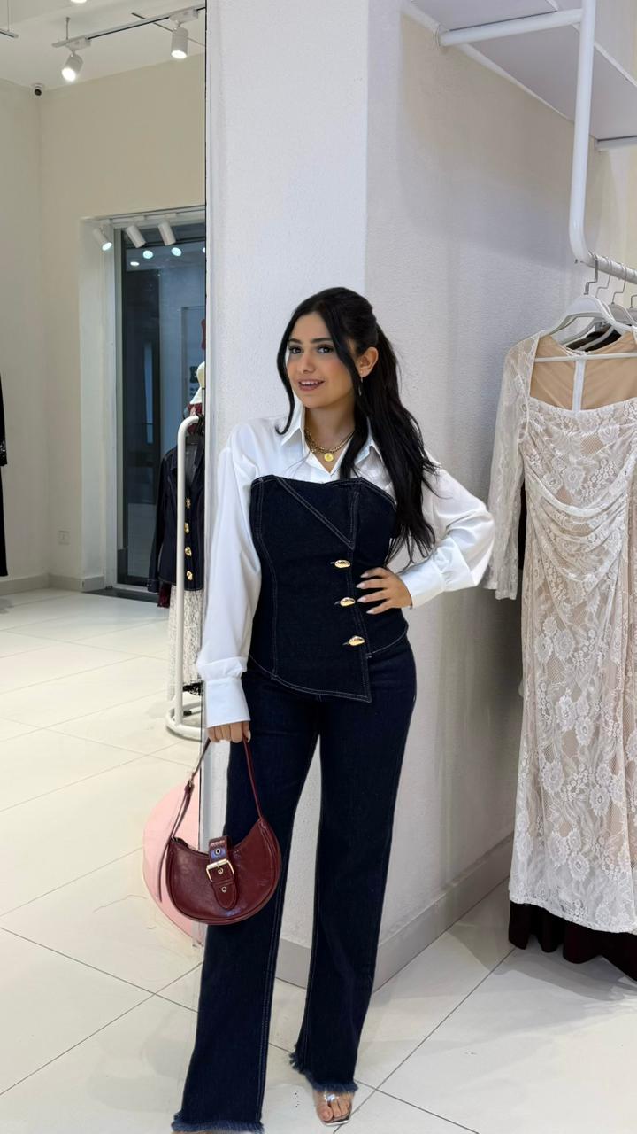 Dark Wash Denim Corset Top