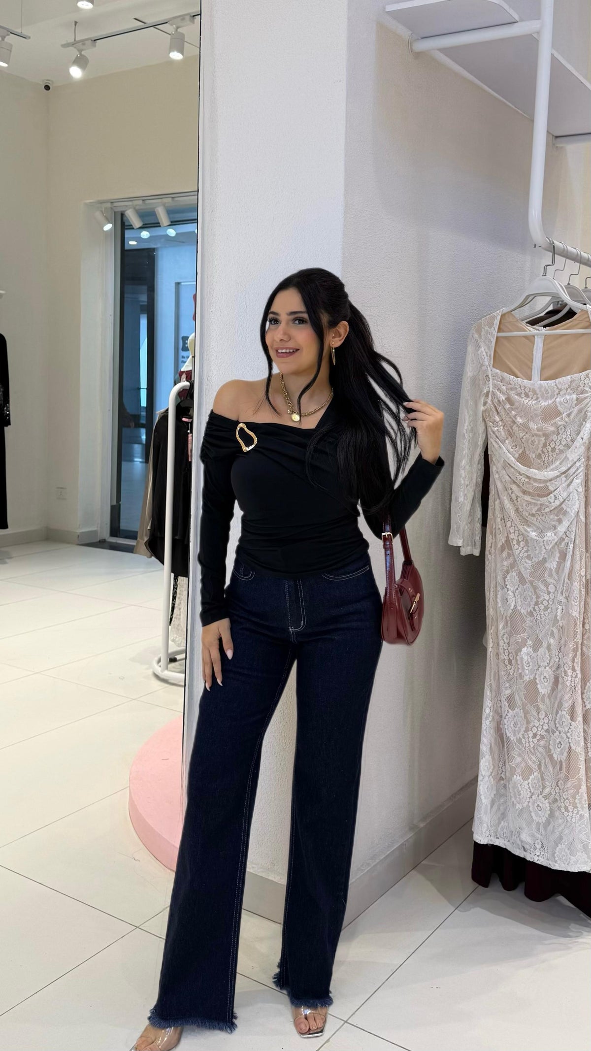asymmetrical shoulder wrap blouse