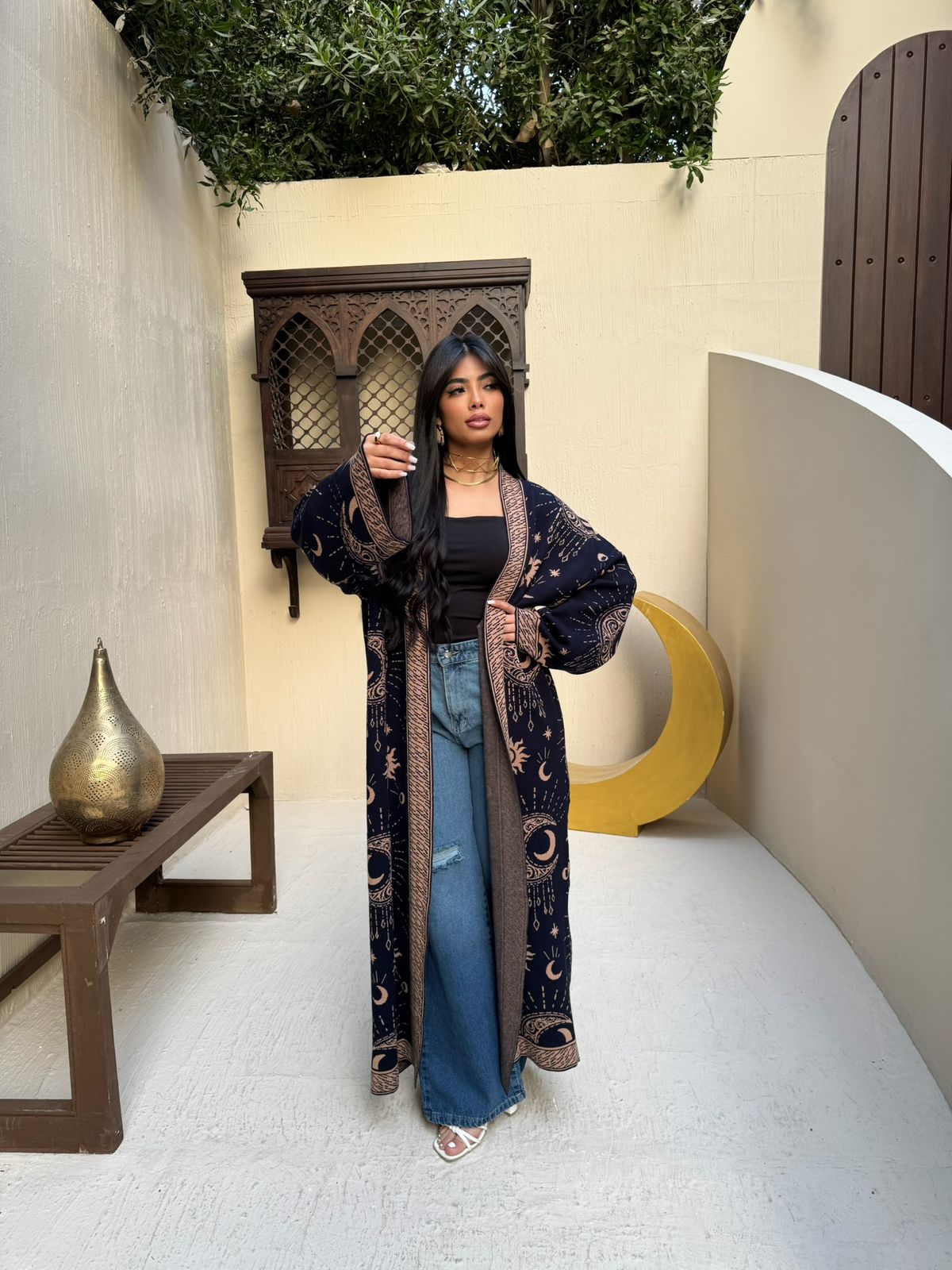 Knitted cardigan decorated with Ramadan patterns