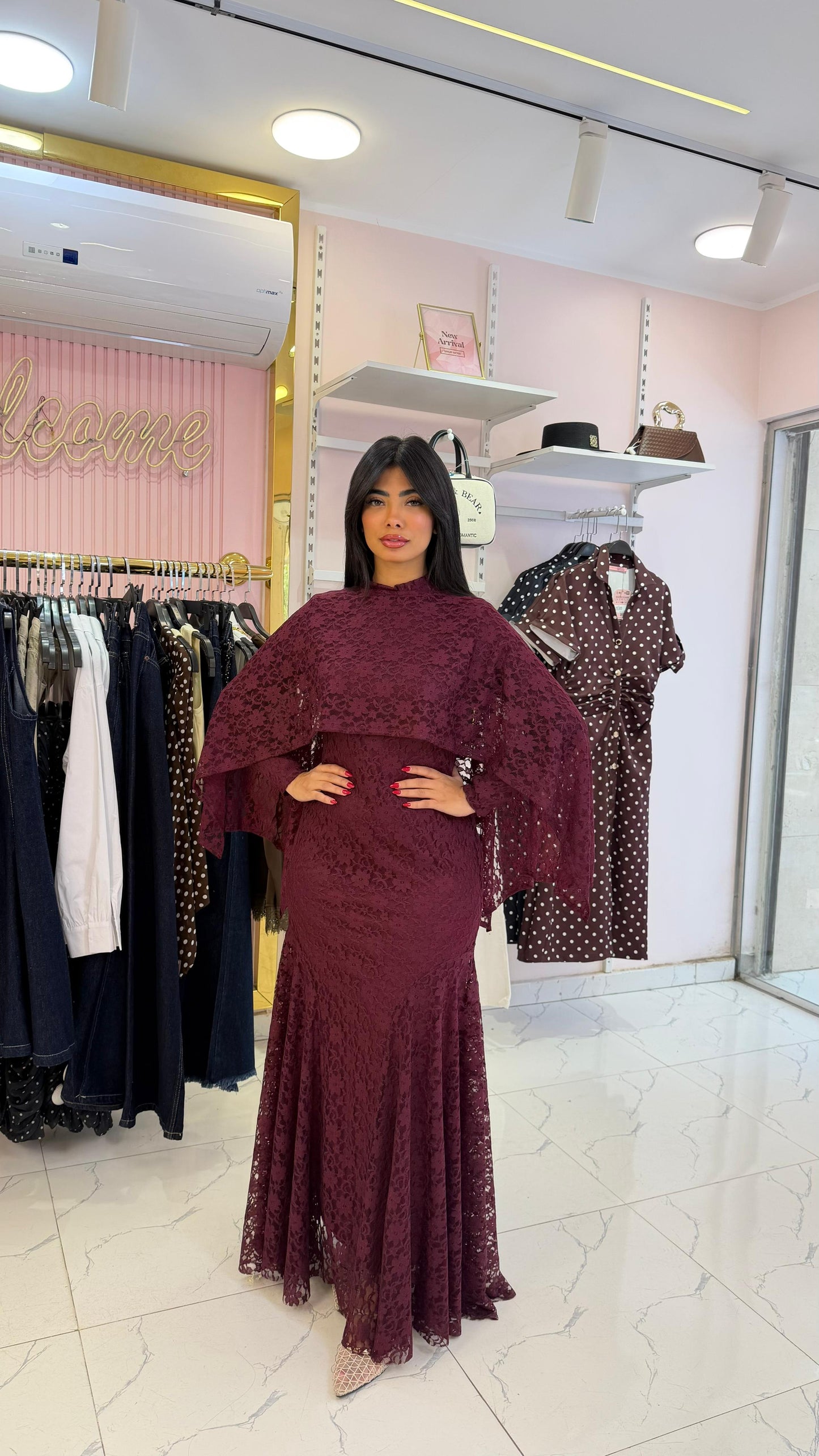 Elegant mermaid lace maxi dress with a cape overlay