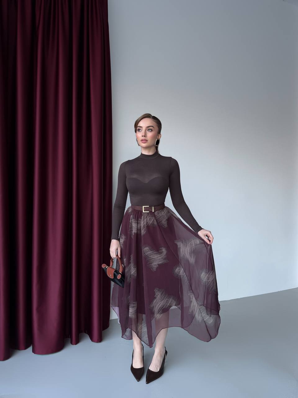 Layered Asymmetrical Midi Skirt