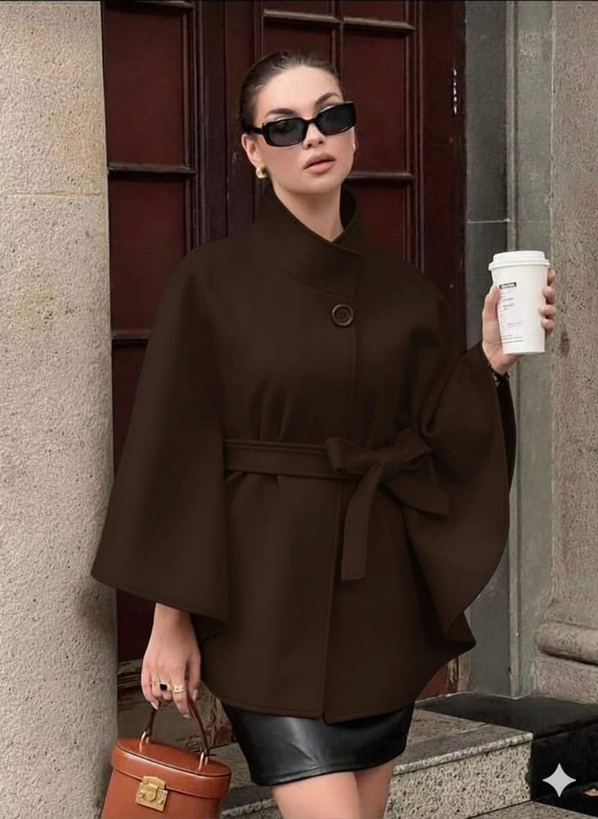 Elegant Black Cape Coat