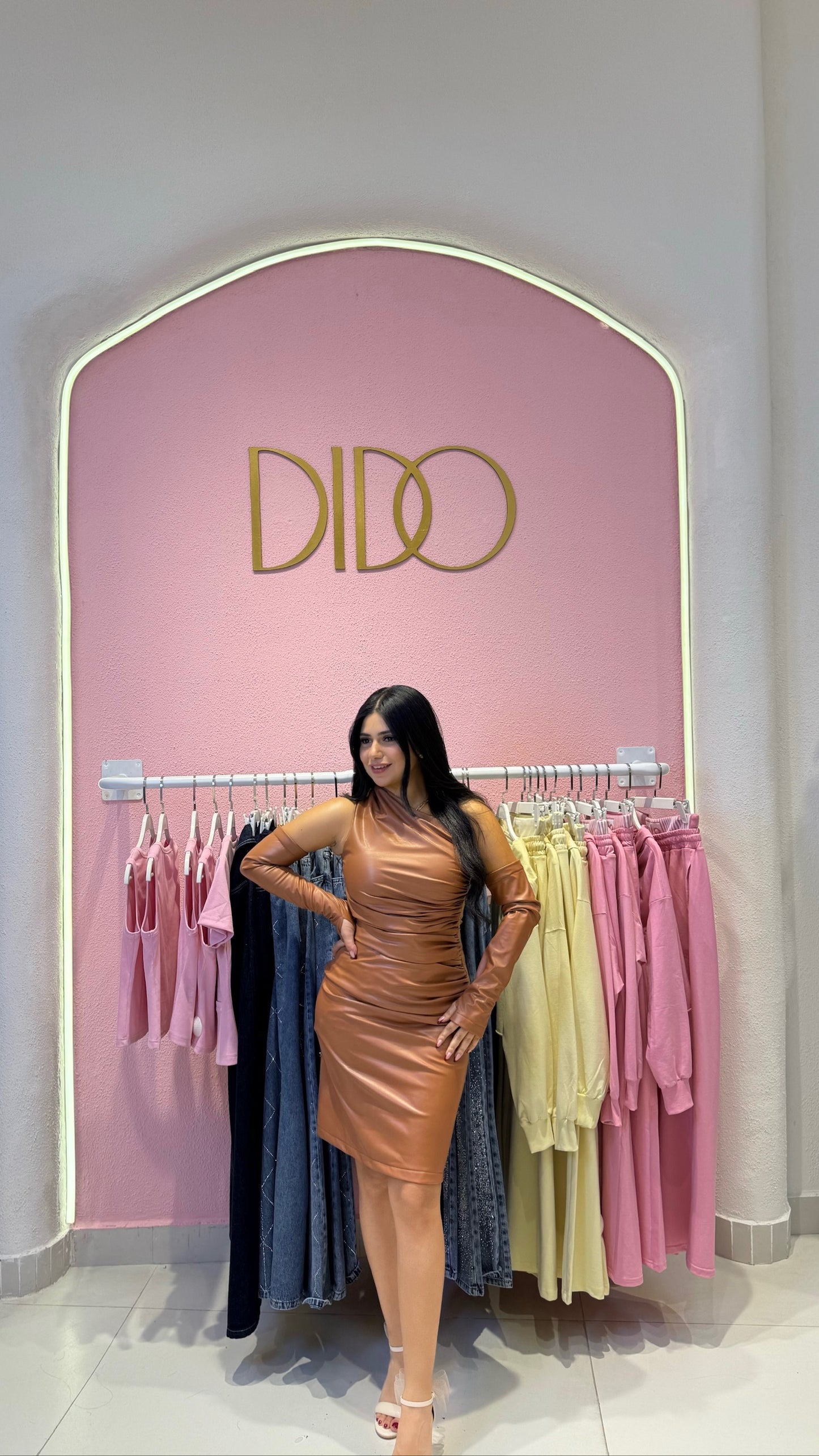 Asymmetrical Faux Leather Mini Dress with Detached Sleeves