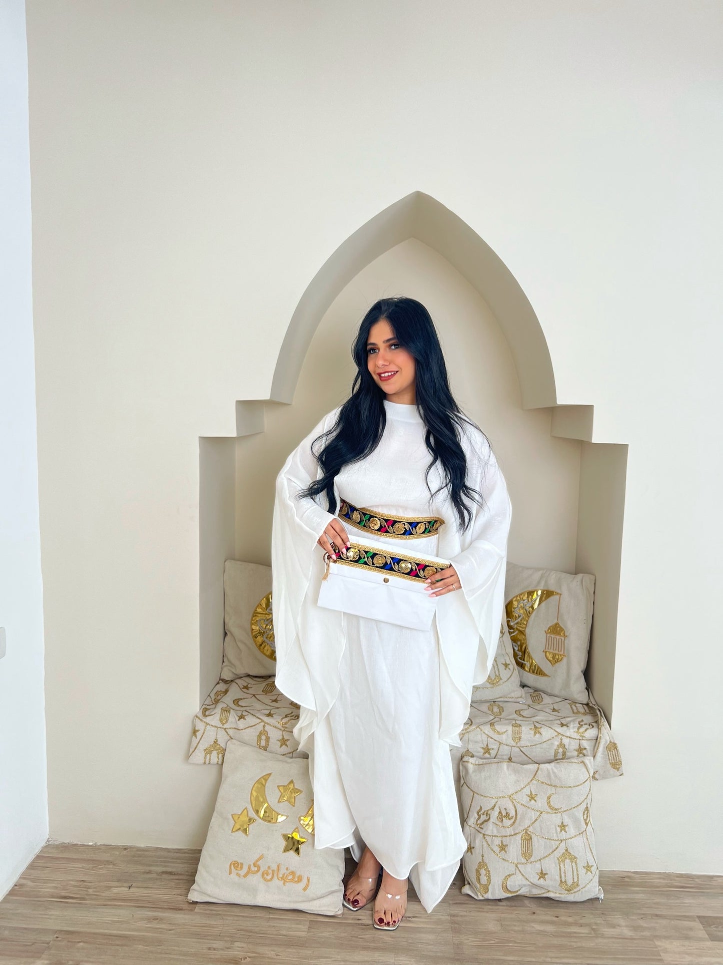 Ramadan Dress with Belt embroidery & Clutch