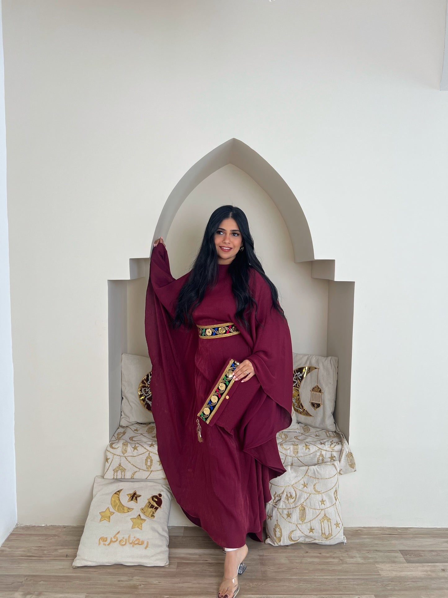 Ramadan Dress with Belt embroidery & Clutch