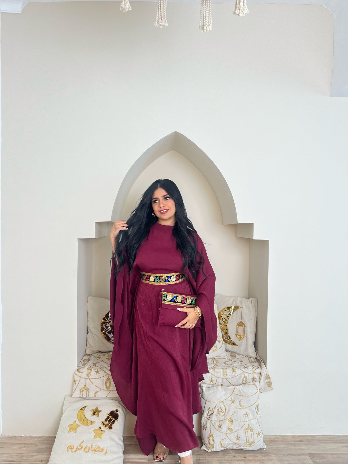Ramadan Dress with Belt embroidery & Clutch