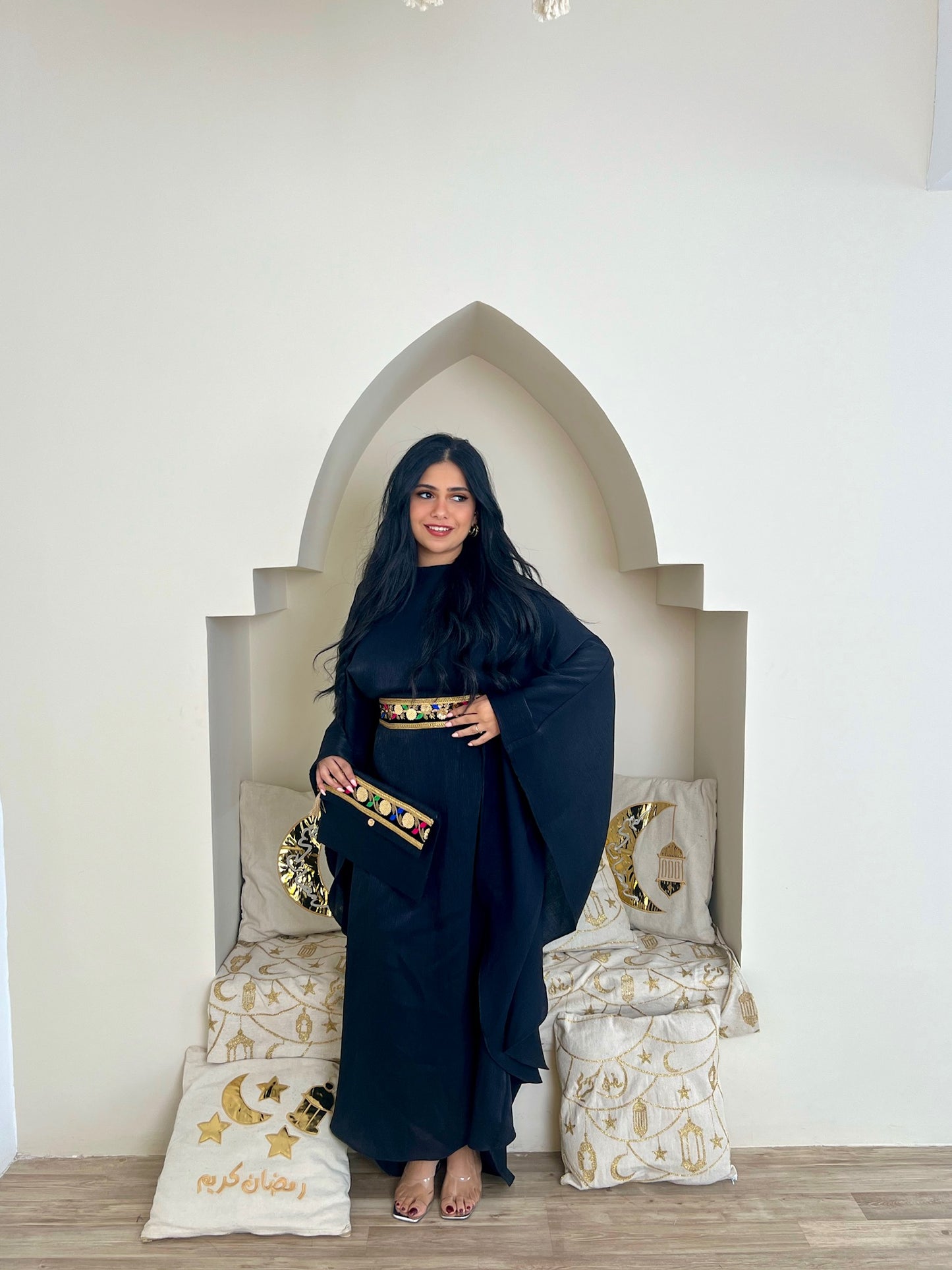 Ramadan Dress with Belt embroidery & Clutch