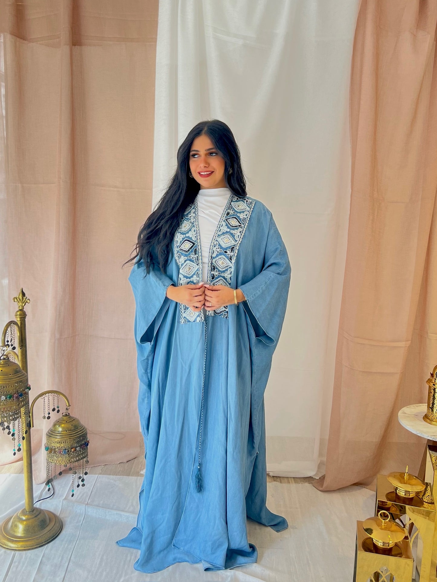 Tencel Jeans Kaftan with Embroidery