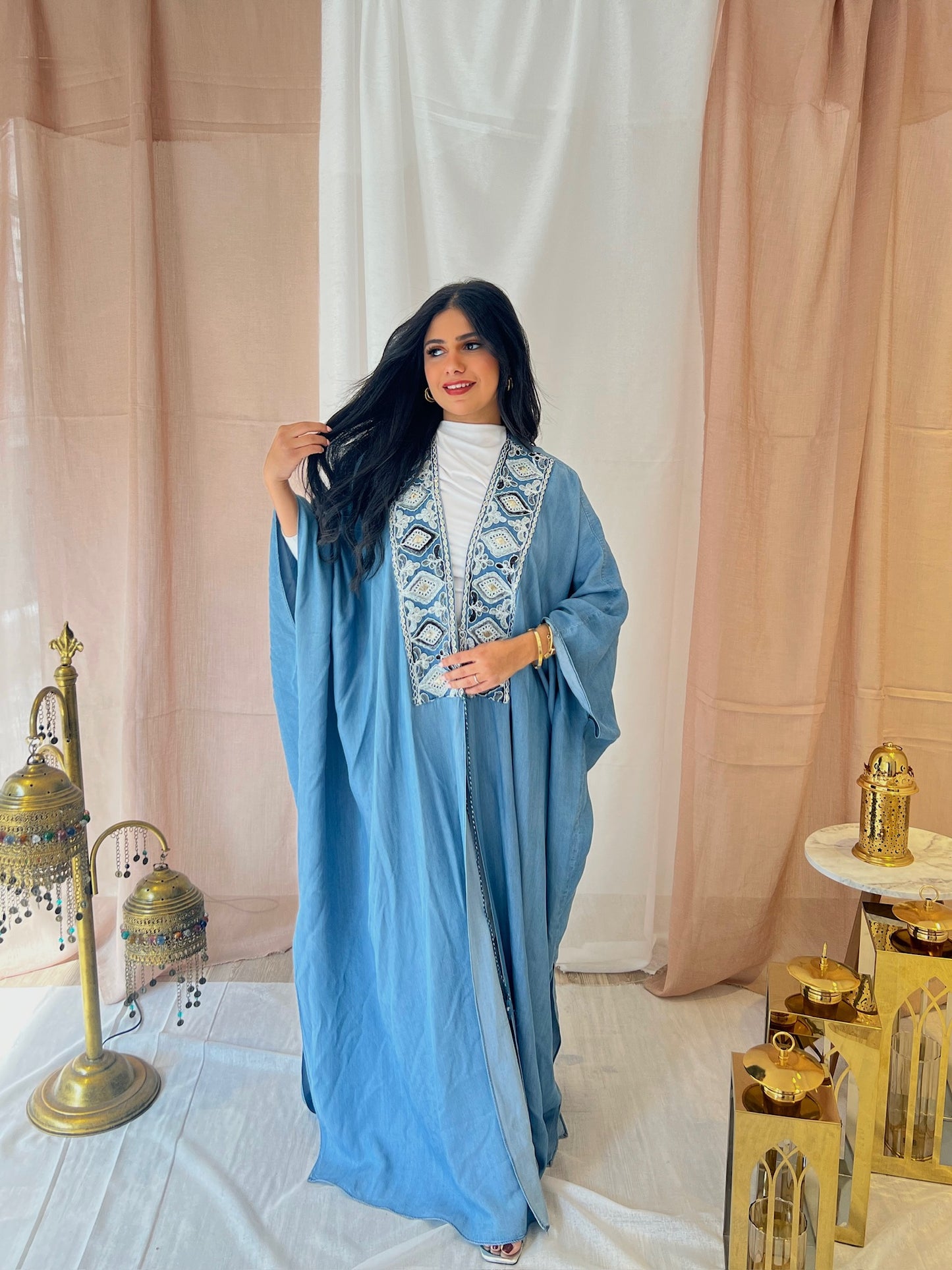 Tencel Jeans Kaftan with Embroidery
