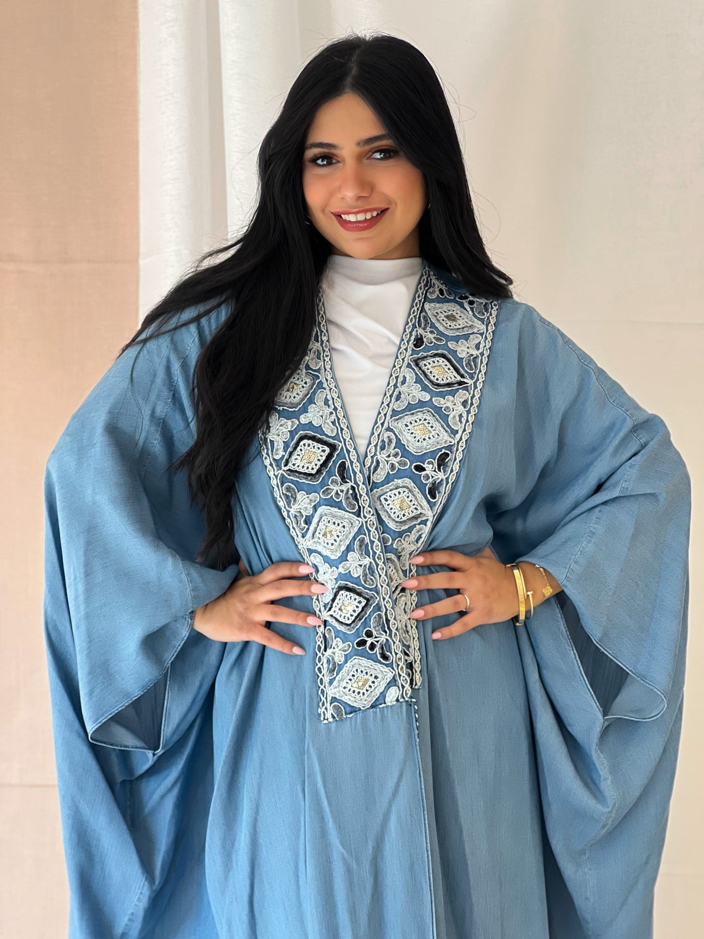Tencel Jeans Kaftan with Embroidery