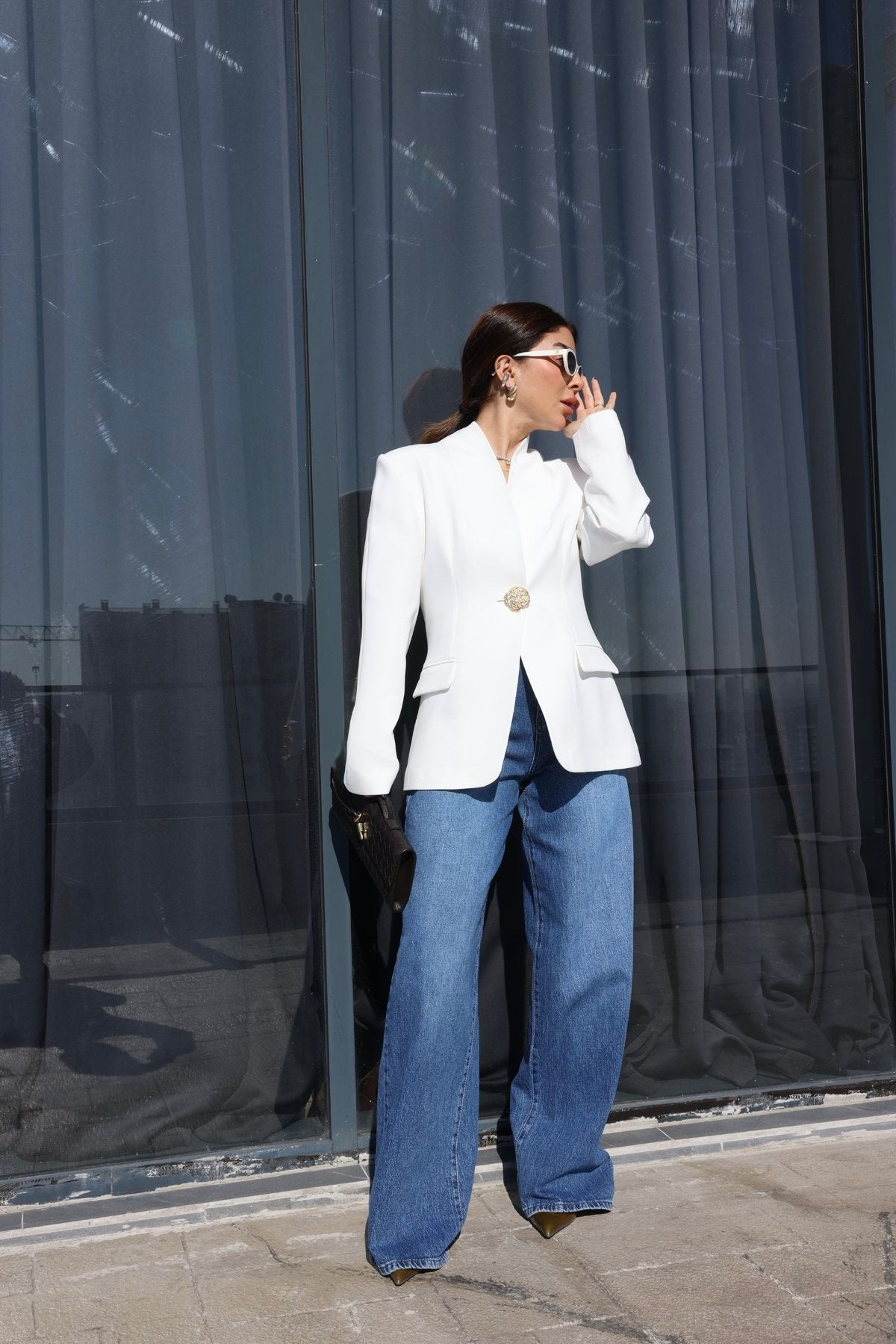 Blazer with Gold Button Detail