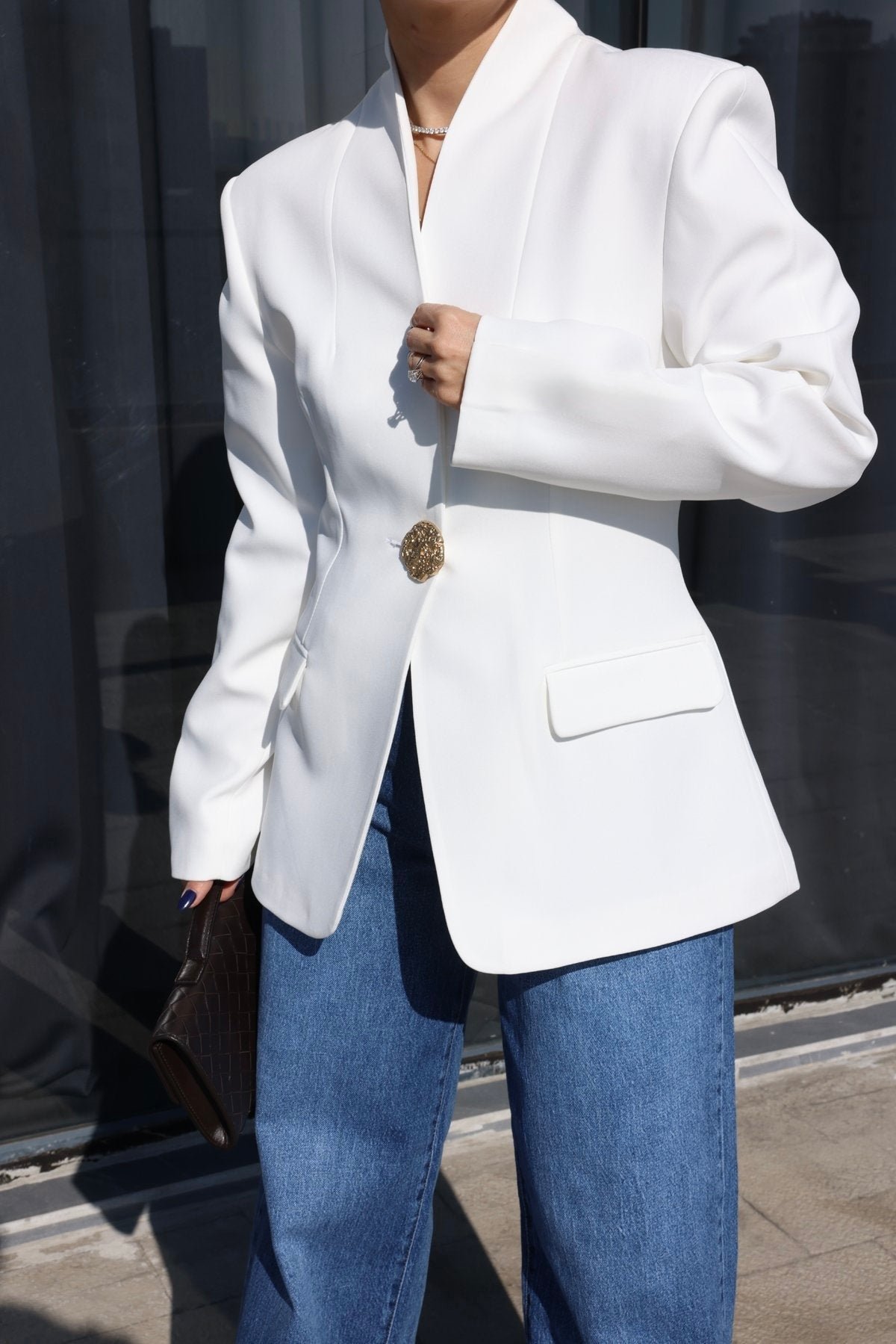 Blazer with Gold Button Detail