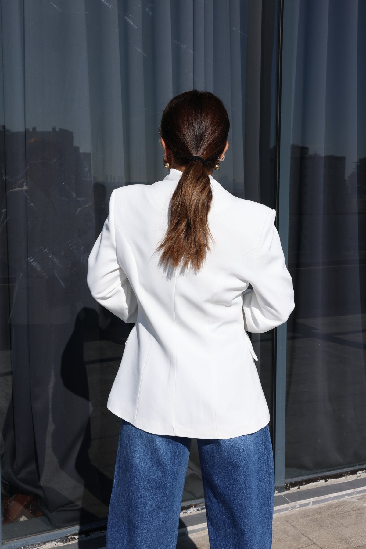 Blazer with Gold Button Detail