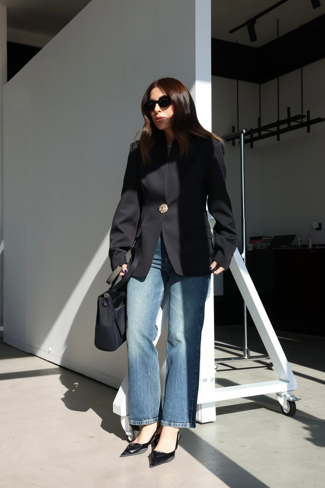 Blazer with Gold Button Detail