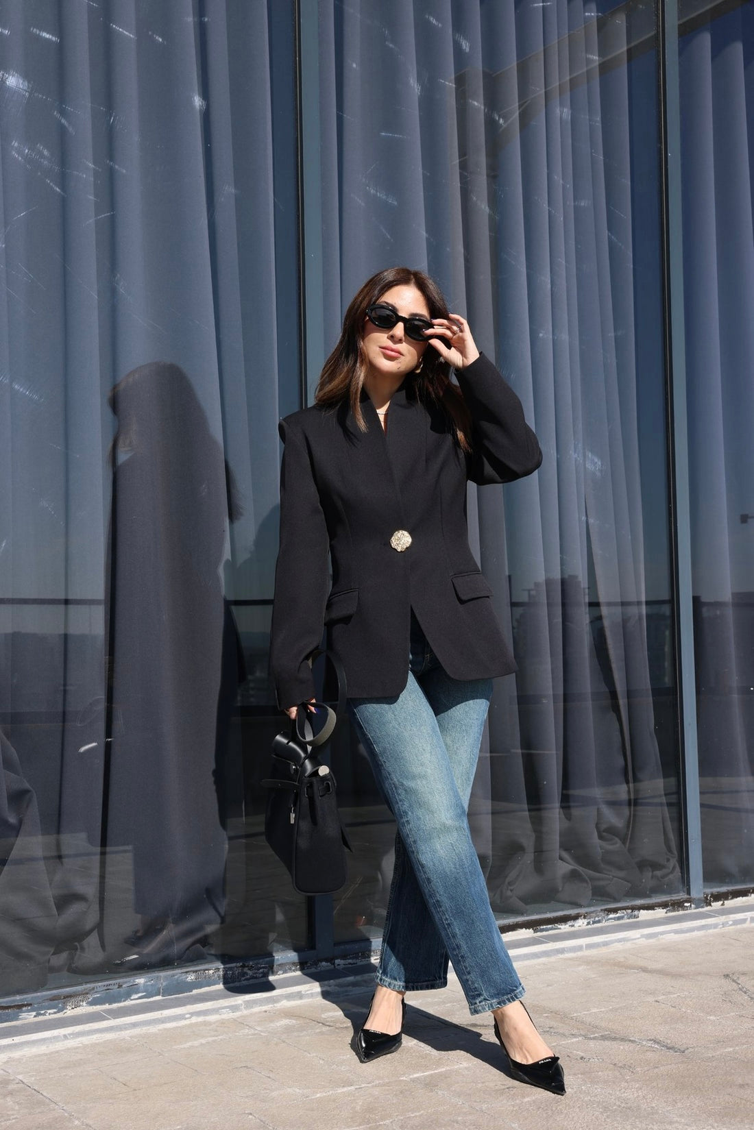 Blazer with Gold Button Detail