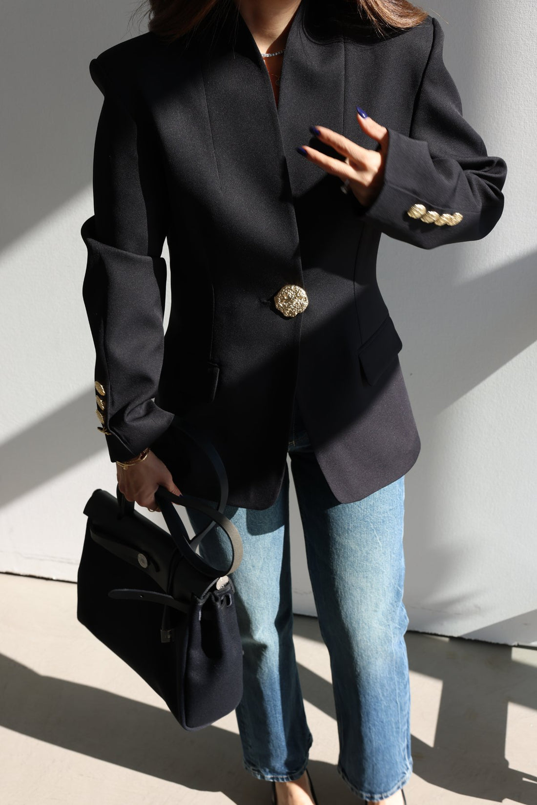 Blazer with Gold Button Detail