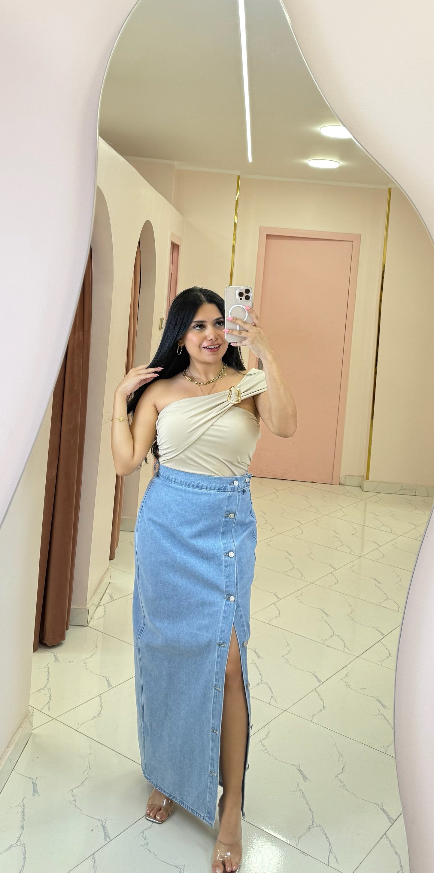 Asymmetric One-Shoulder Top with Ring Detail
