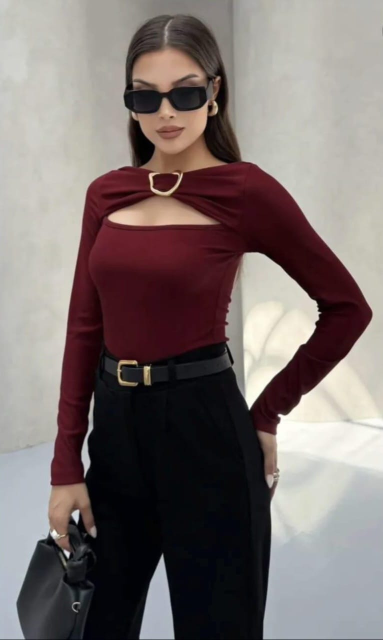 Chic Statement Cutout Long-Sleeve Top