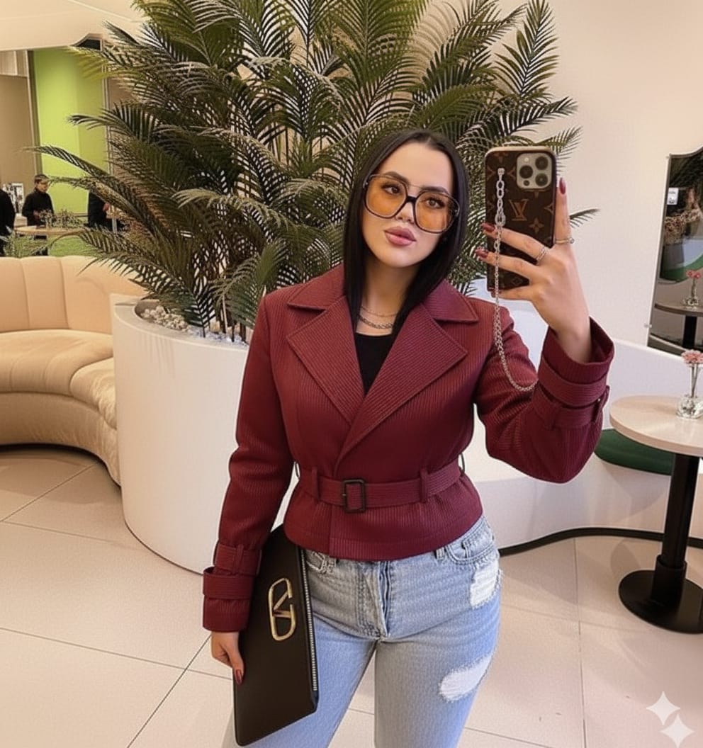 A short trench coat in gabardine: a sophisticated essential.