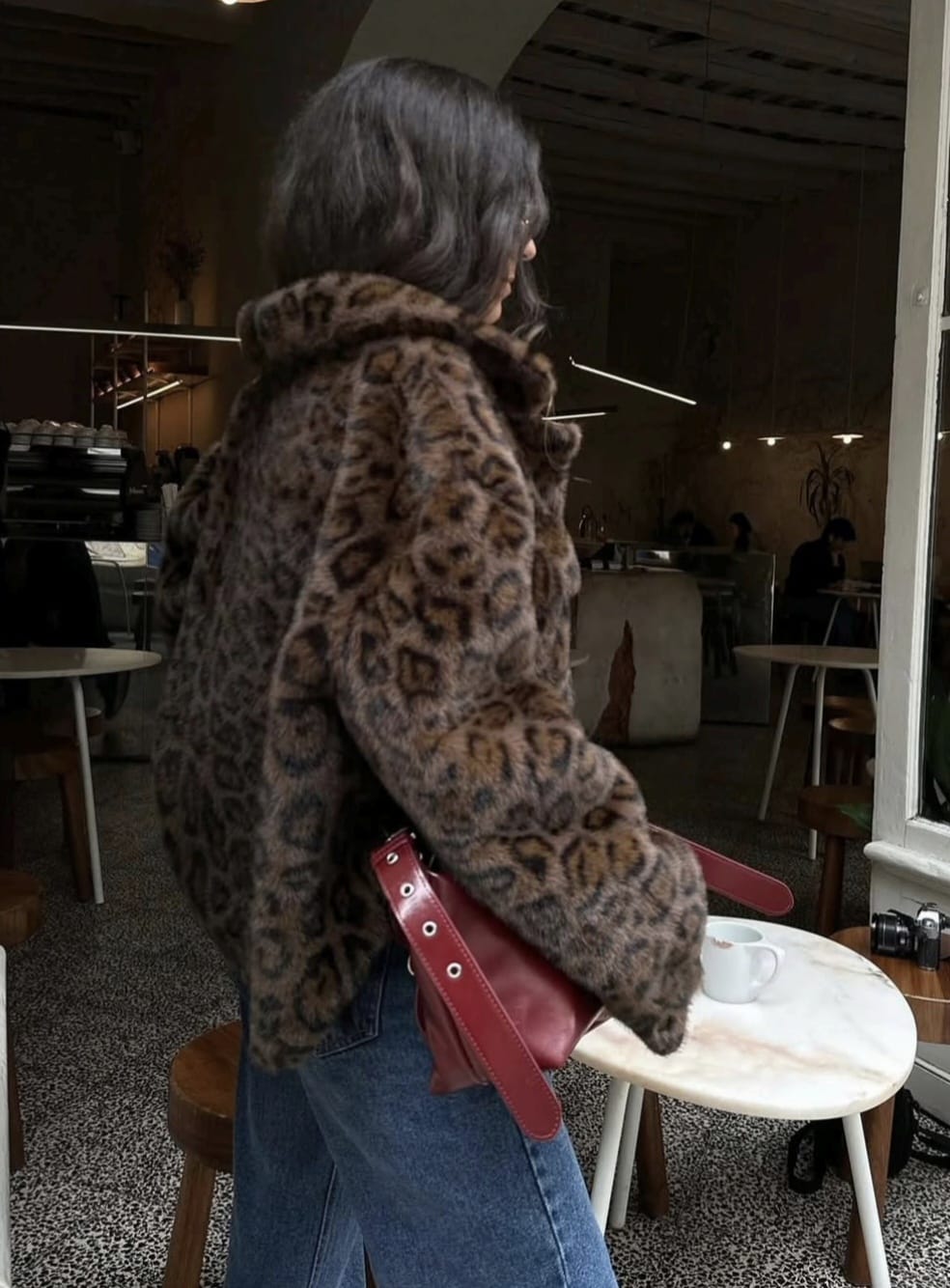 Fluffy Faux-Fur Cropped Jacket.