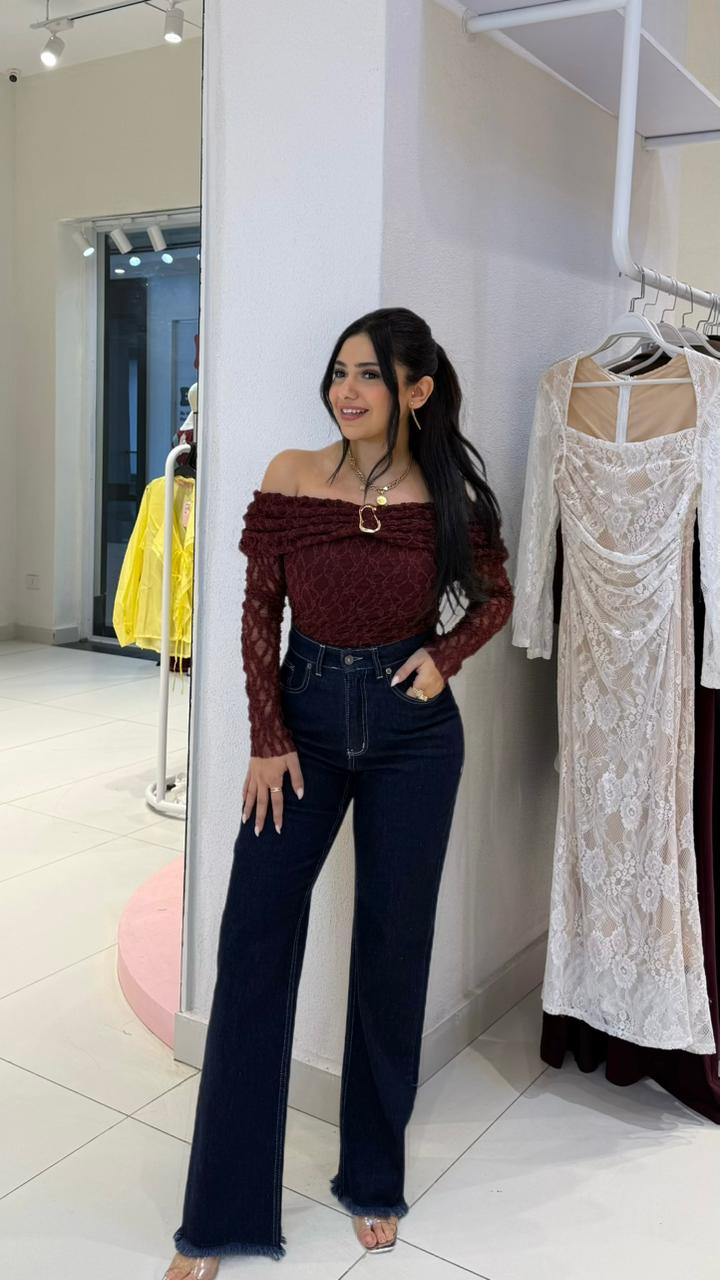 off-shoulder lace blouse