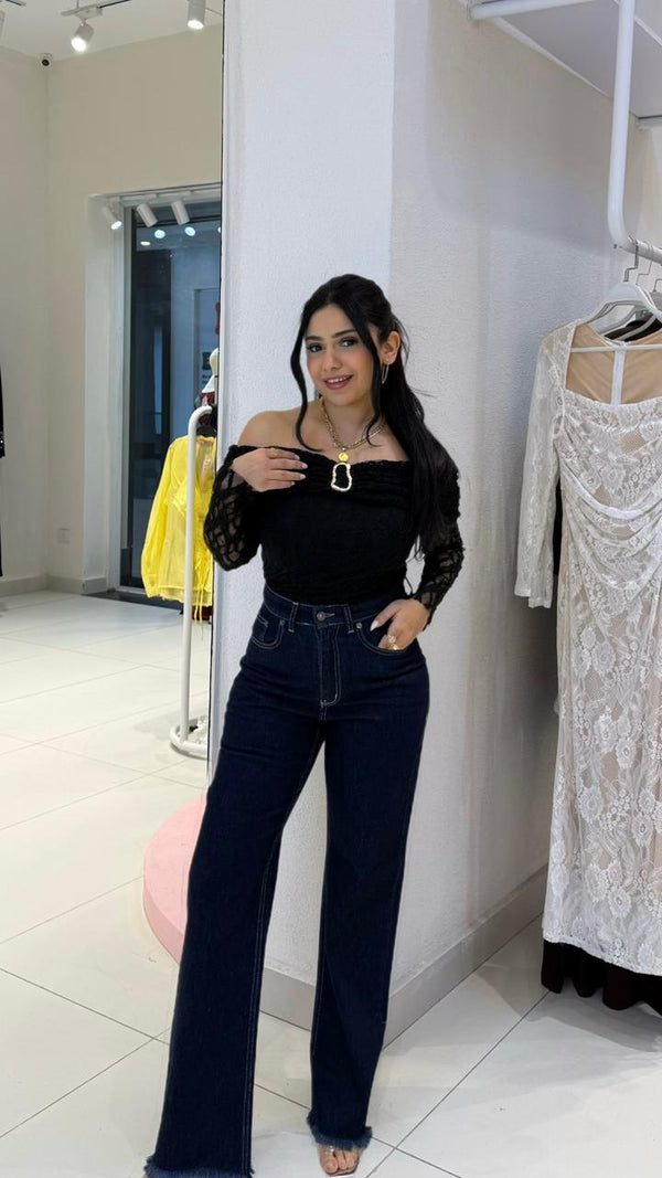 off-shoulder lace blouse