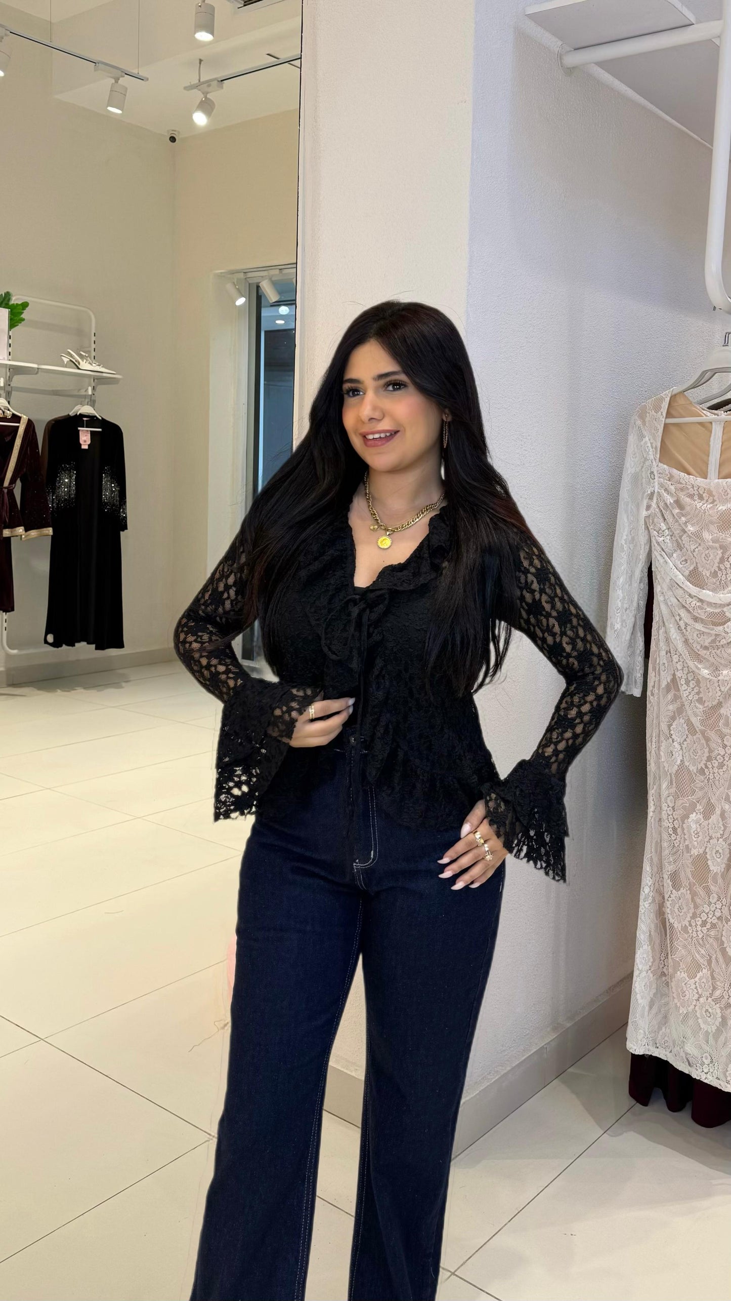 ruffled lace blouse