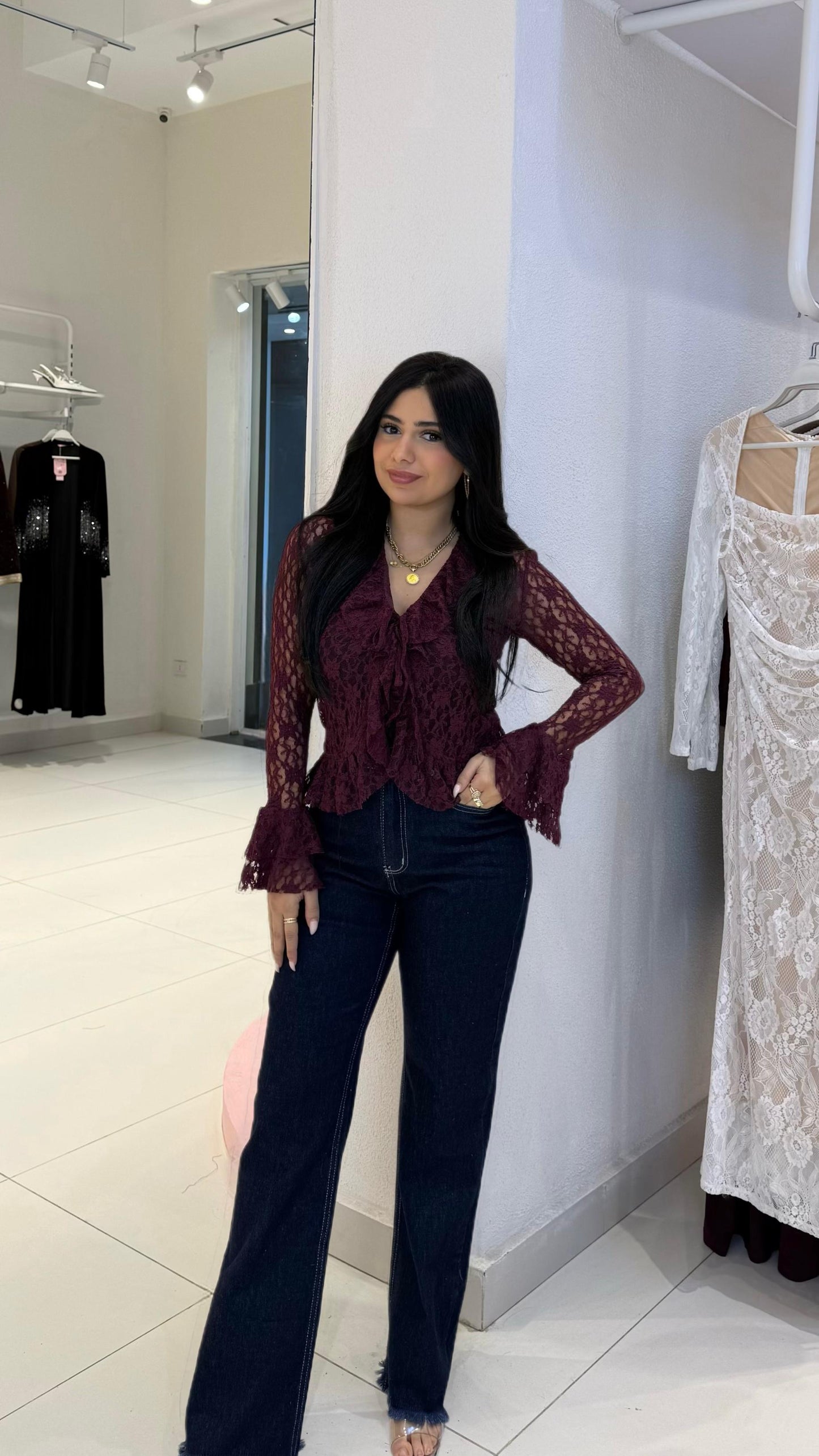ruffled lace blouse