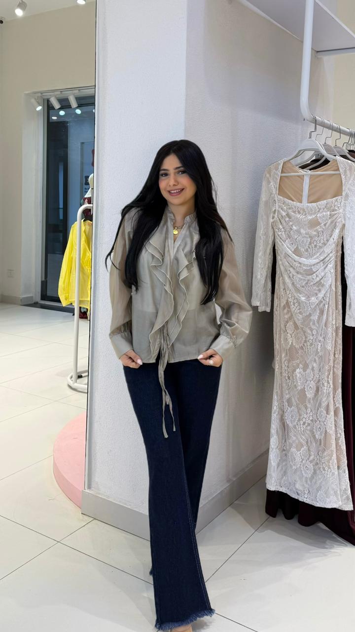 sheer ruffled blouse
