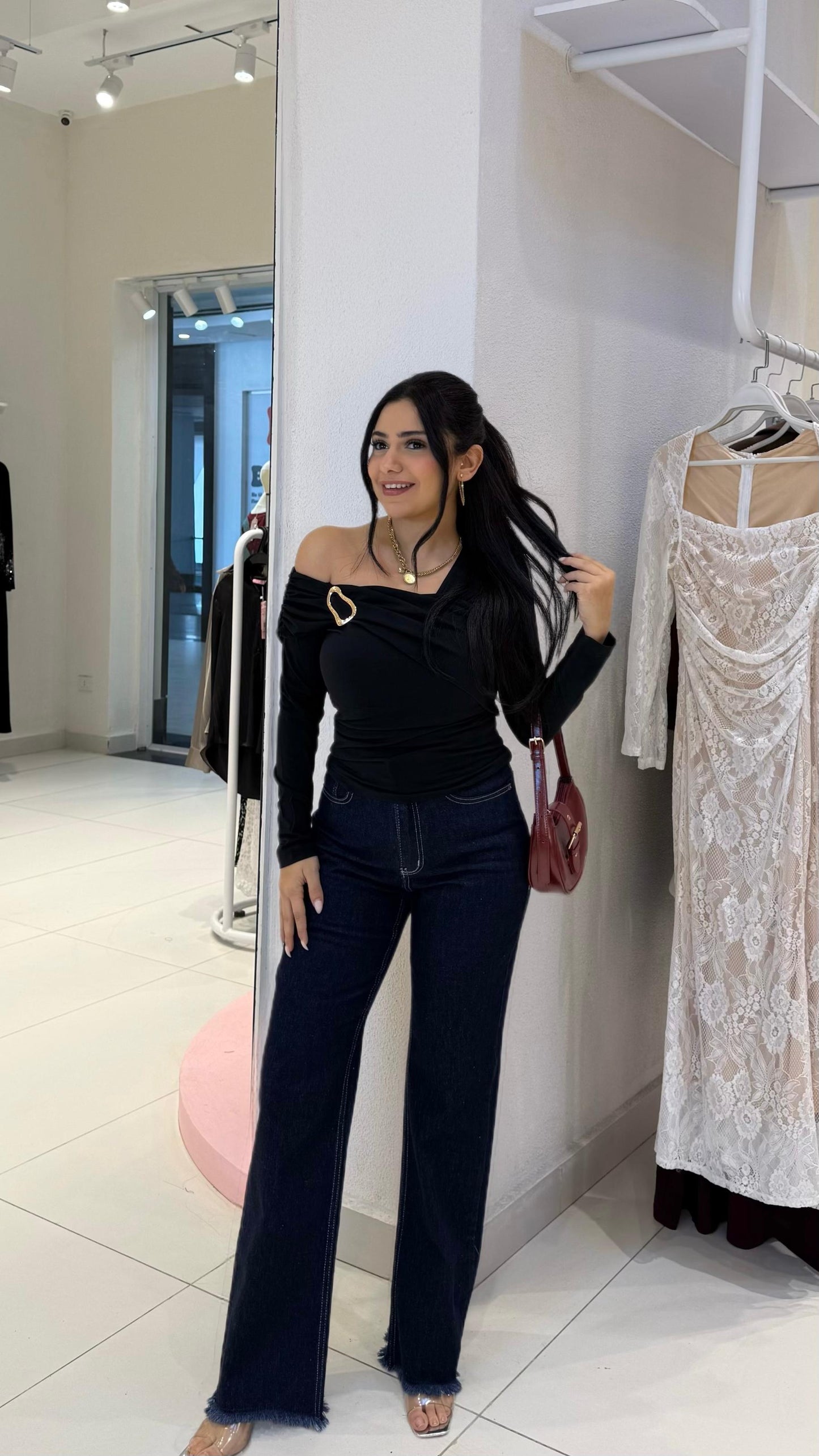 asymmetrical shoulder wrap blouse