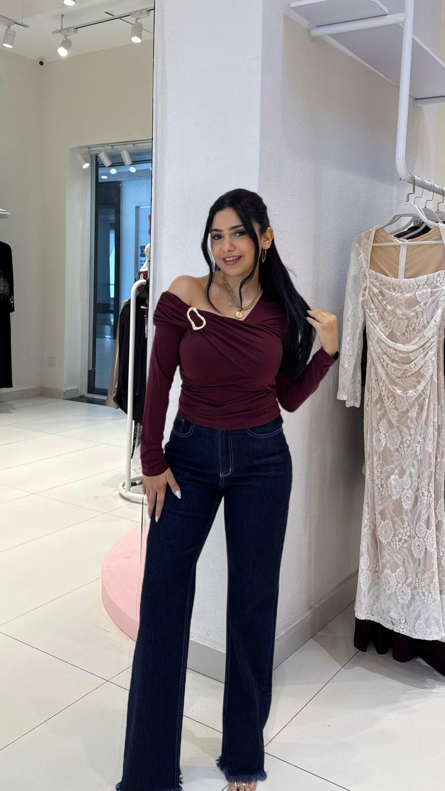asymmetrical shoulder wrap blouse