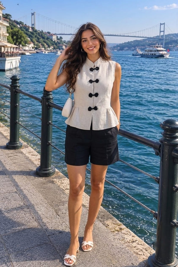 Napoleon Linen Sleeveless Blouse