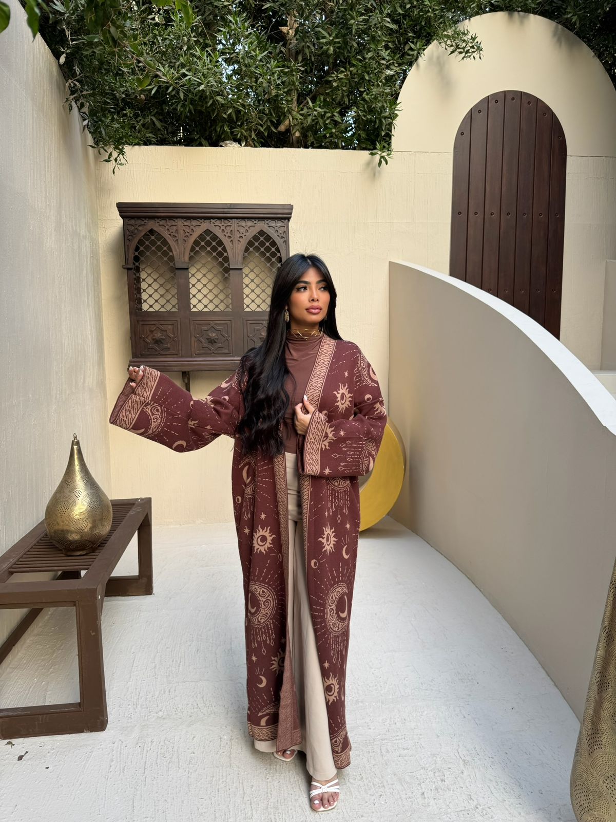 Knitted cardigan decorated with Ramadan patterns