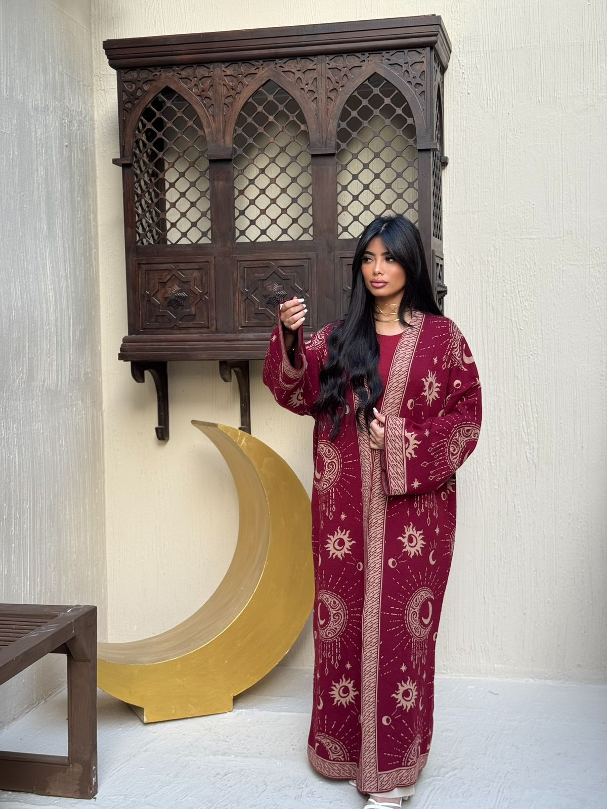 Knitted cardigan decorated with Ramadan patterns