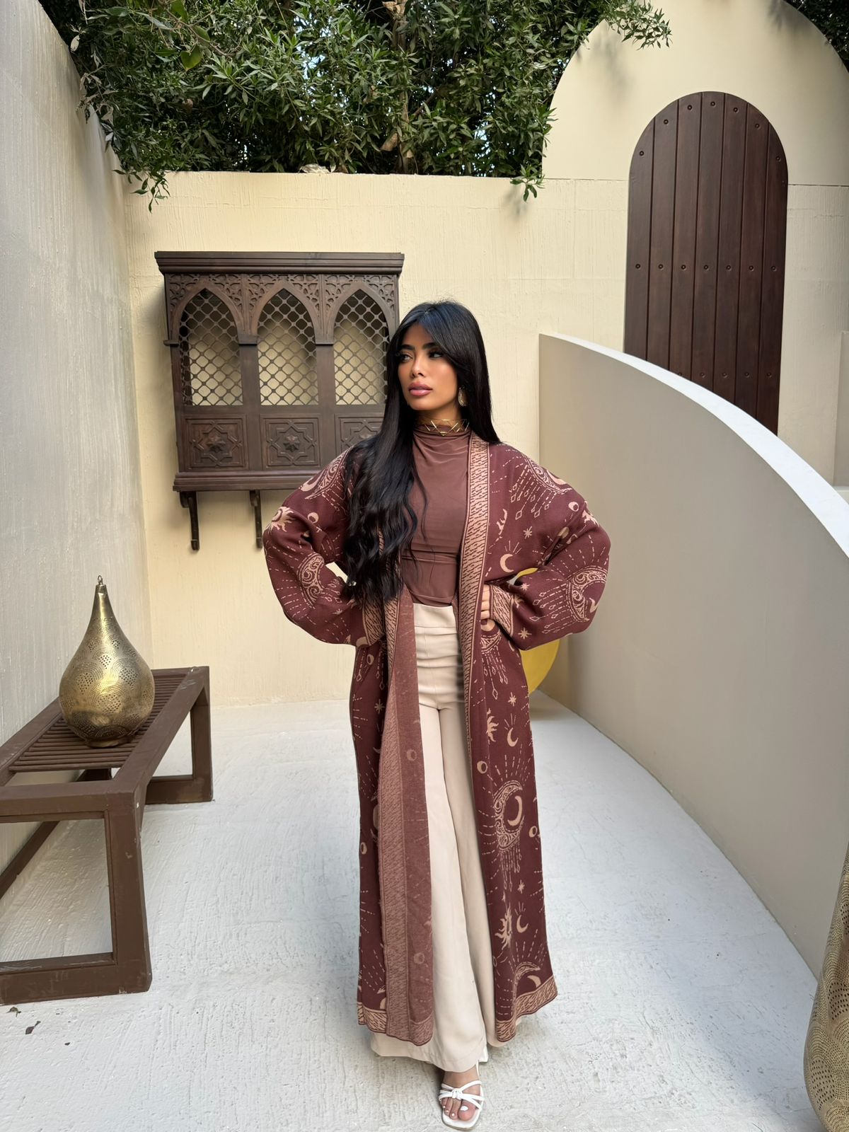 Knitted cardigan decorated with Ramadan patterns