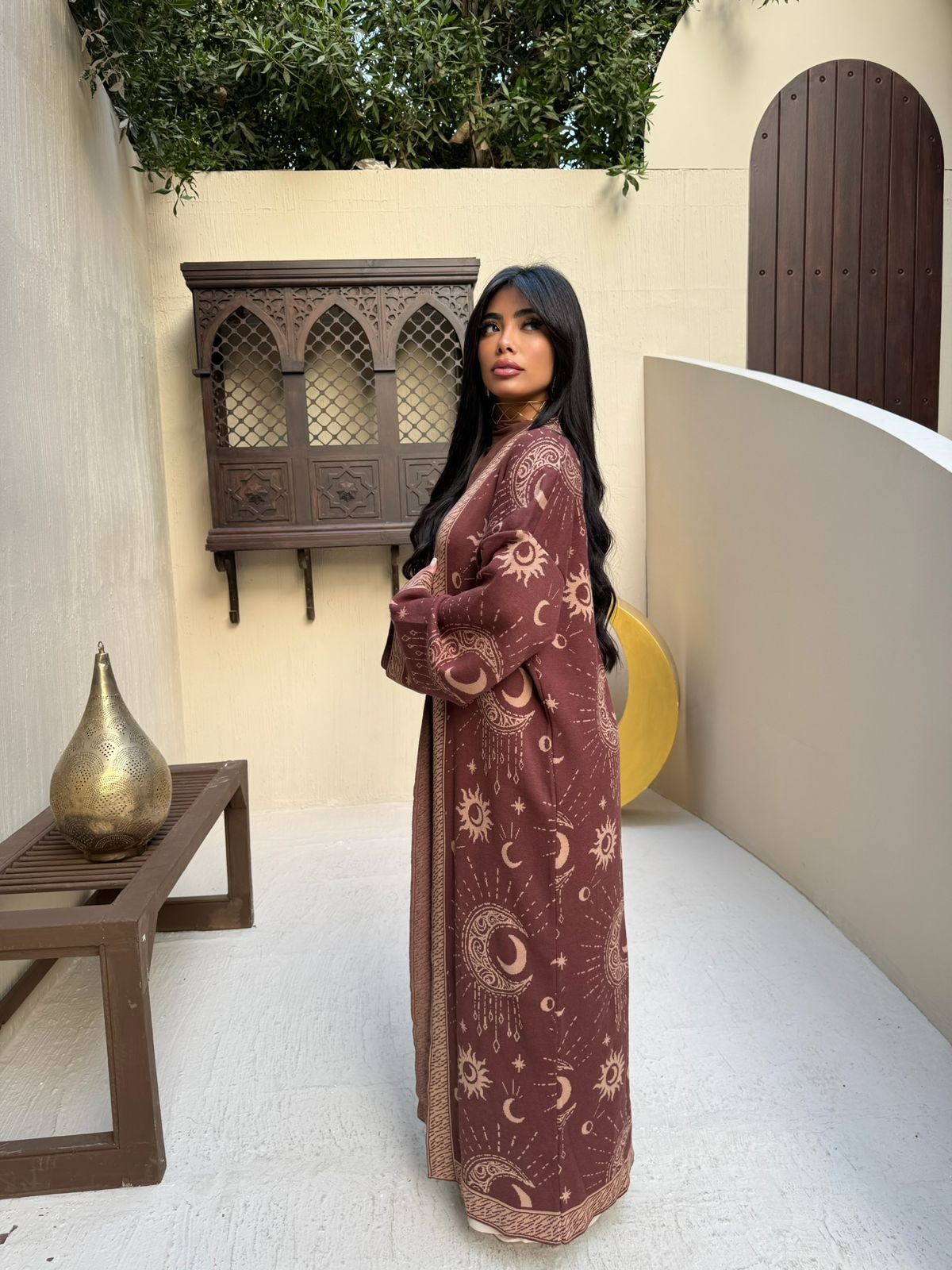 Knitted cardigan decorated with Ramadan patterns