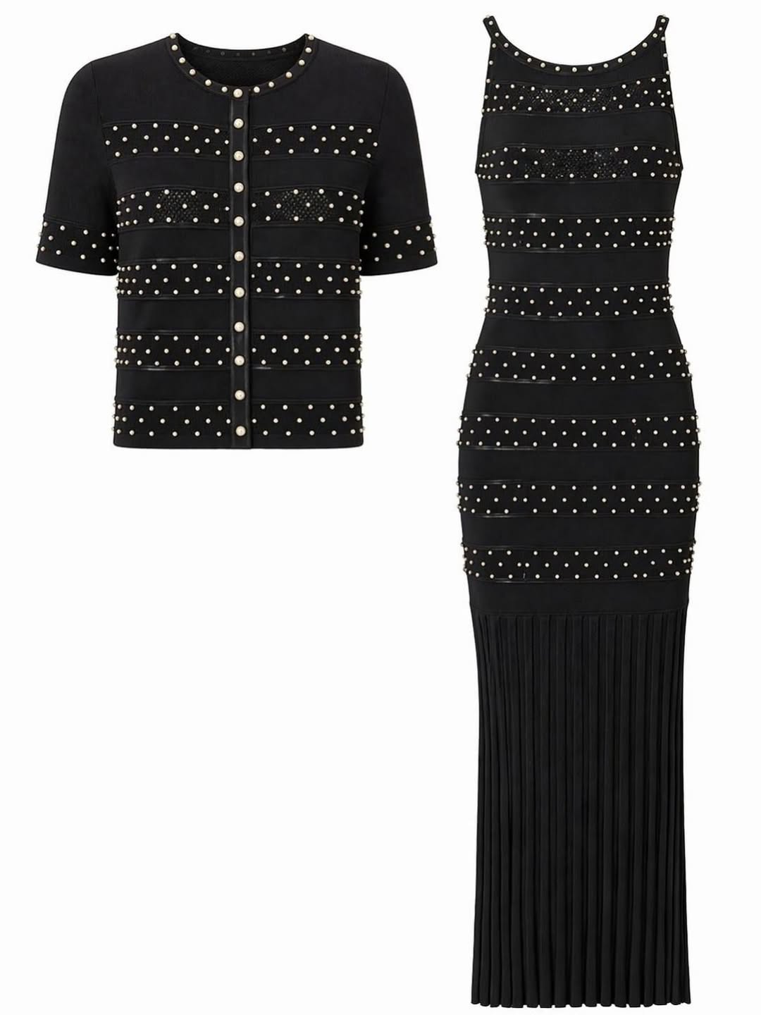 Two-piece set adorned with pearls