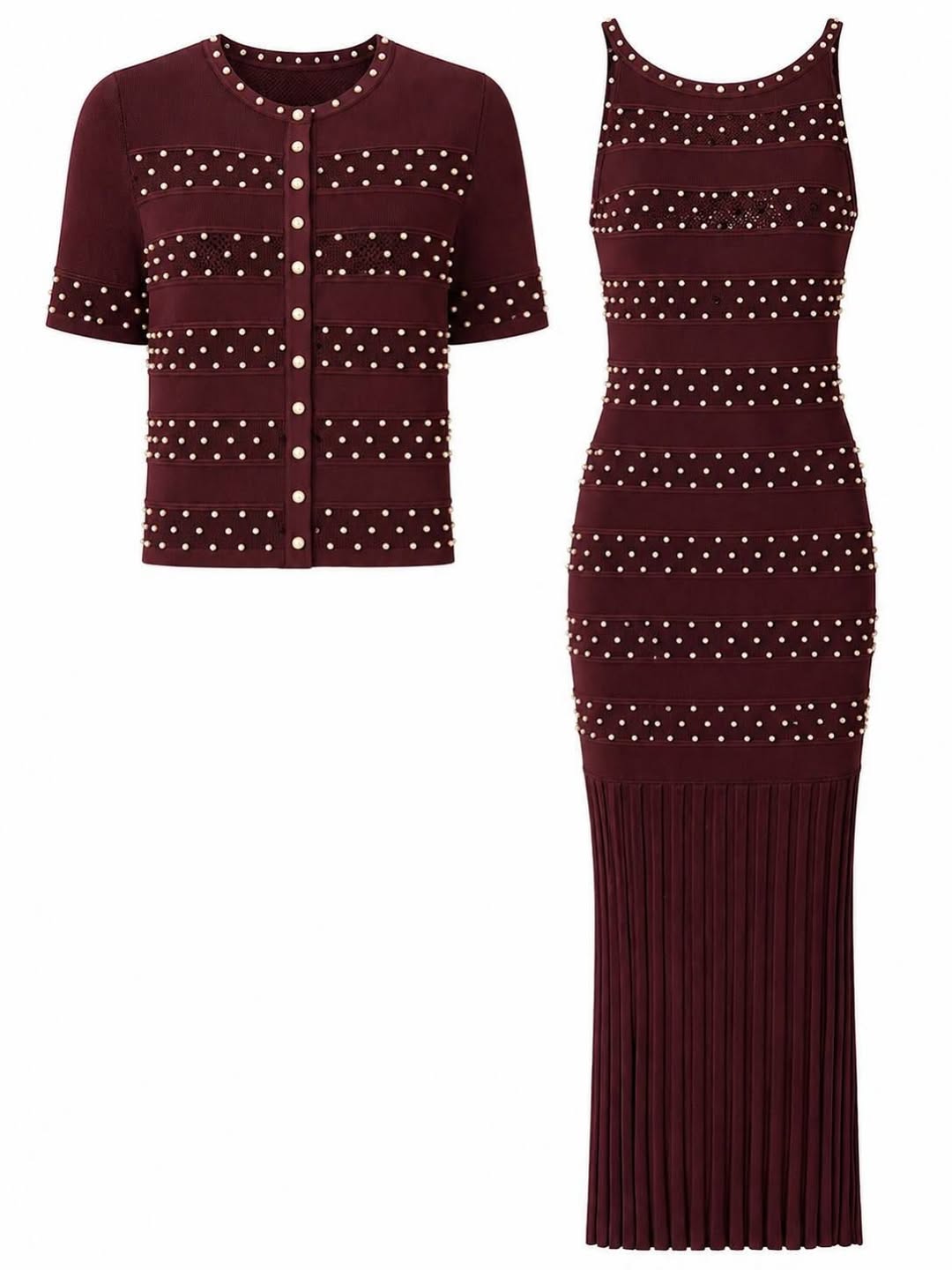 Two-piece set adorned with pearls
