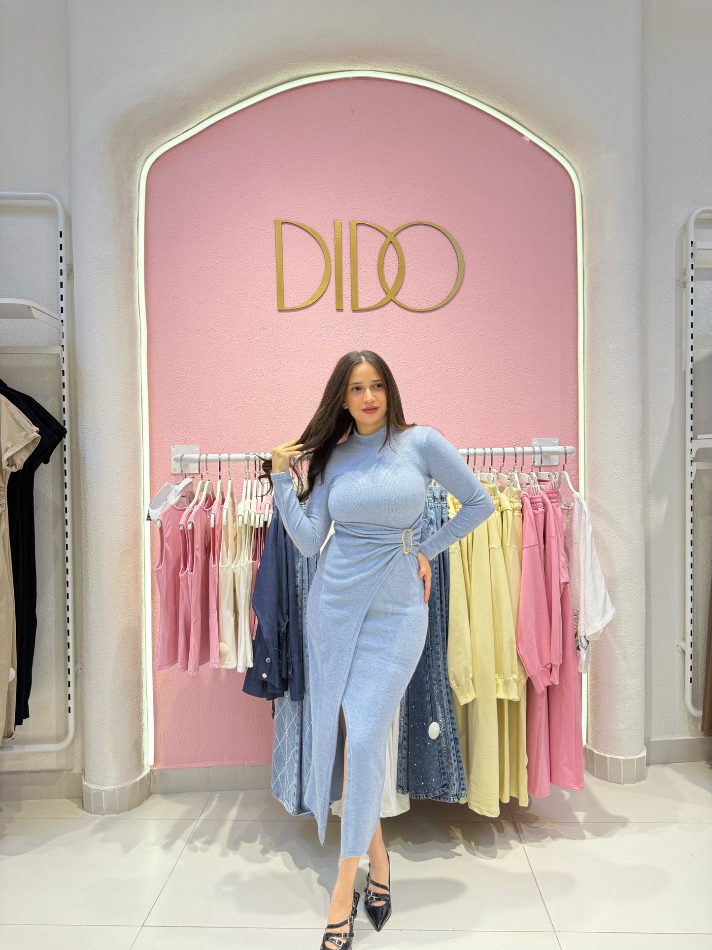 Knitted Draped Midi Dress