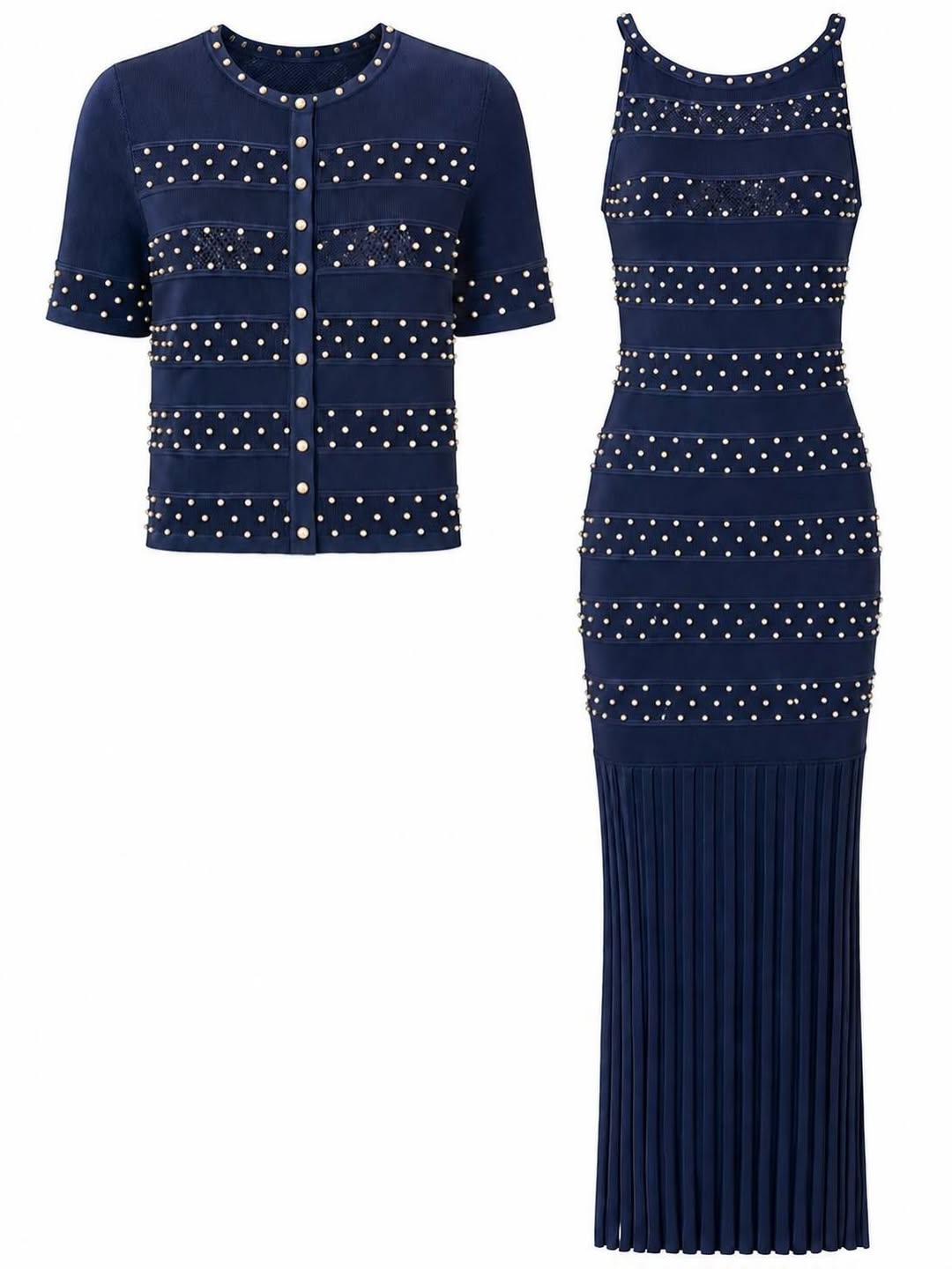Two-piece set adorned with pearls