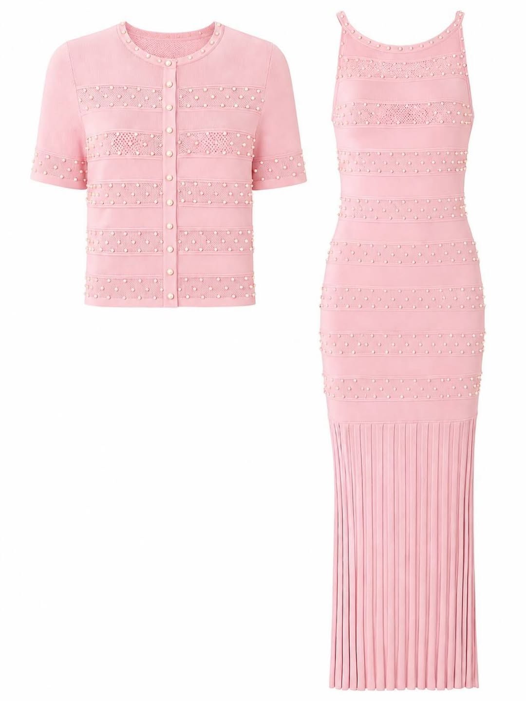 Two-piece set adorned with pearls