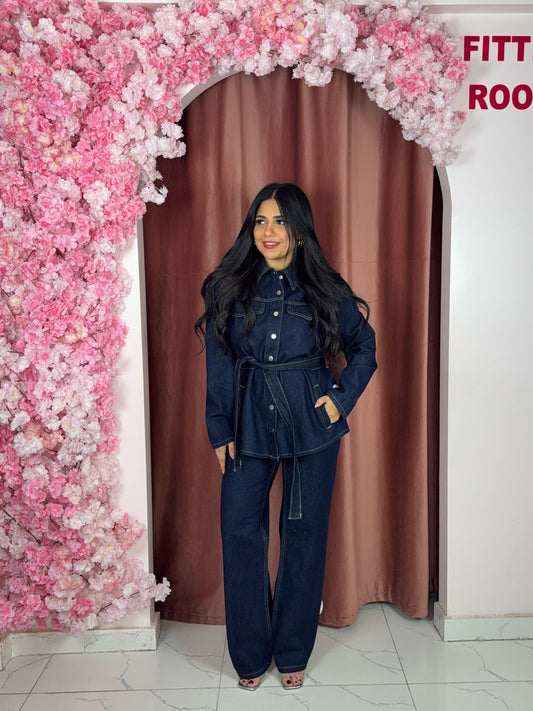 Belted Denim Utility Set
