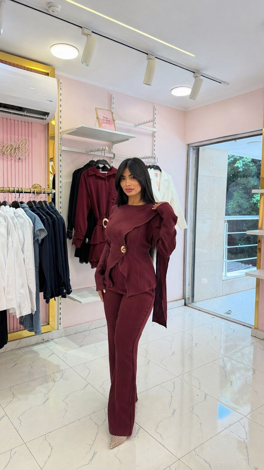 Asymmetric Wrap Set with Gold detailing