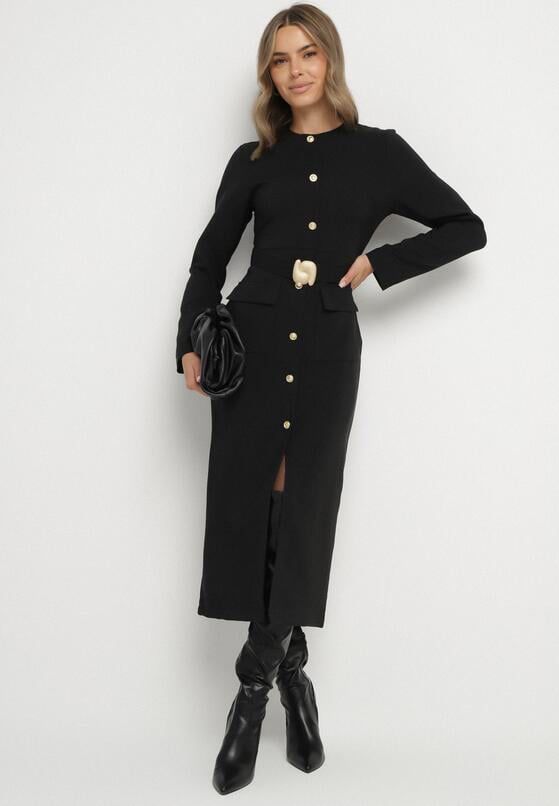Elegance in Espresso: The Button-Front Trench Dress with Statement Belt