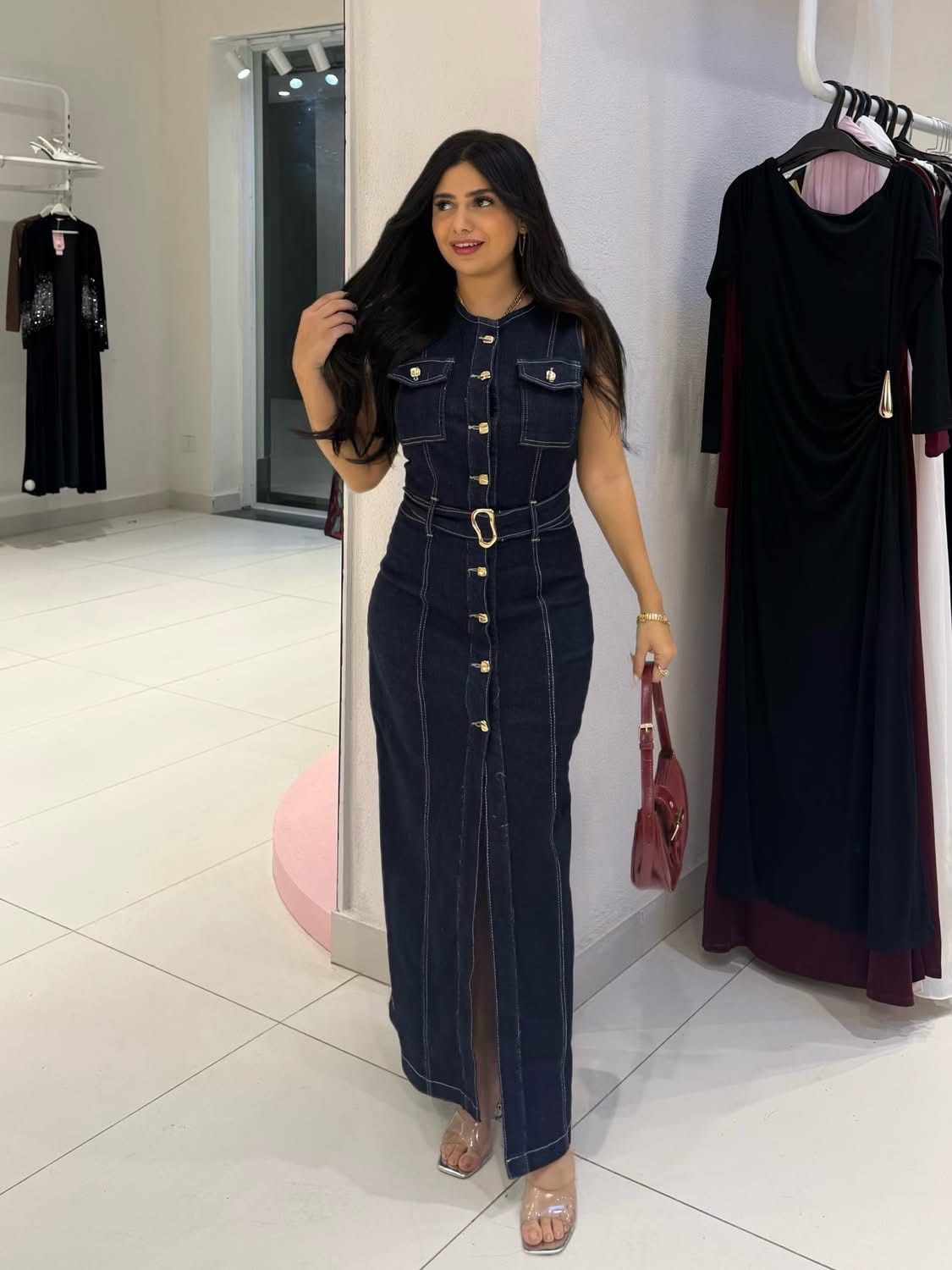 Sleeveless denim dress