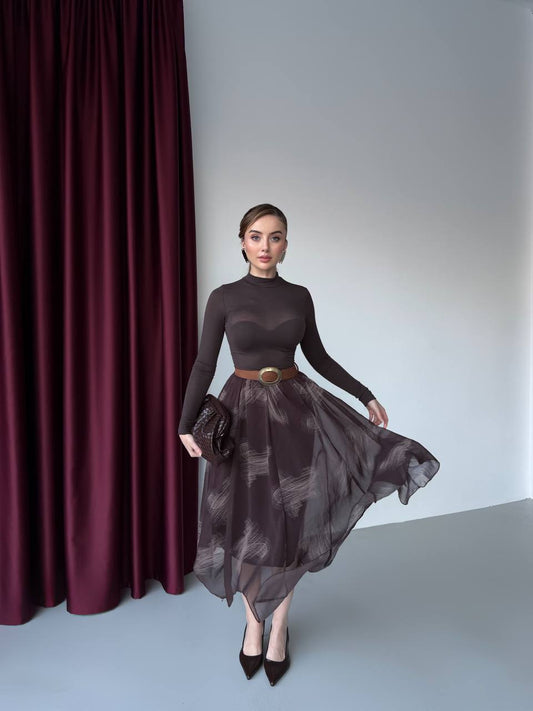 Layered Asymmetrical Midi Skirt