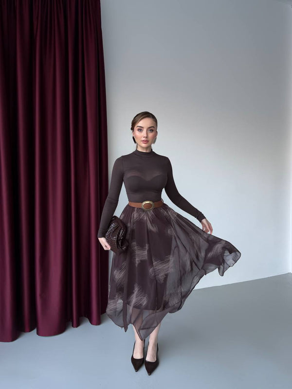 Layered Asymmetrical Midi Skirt