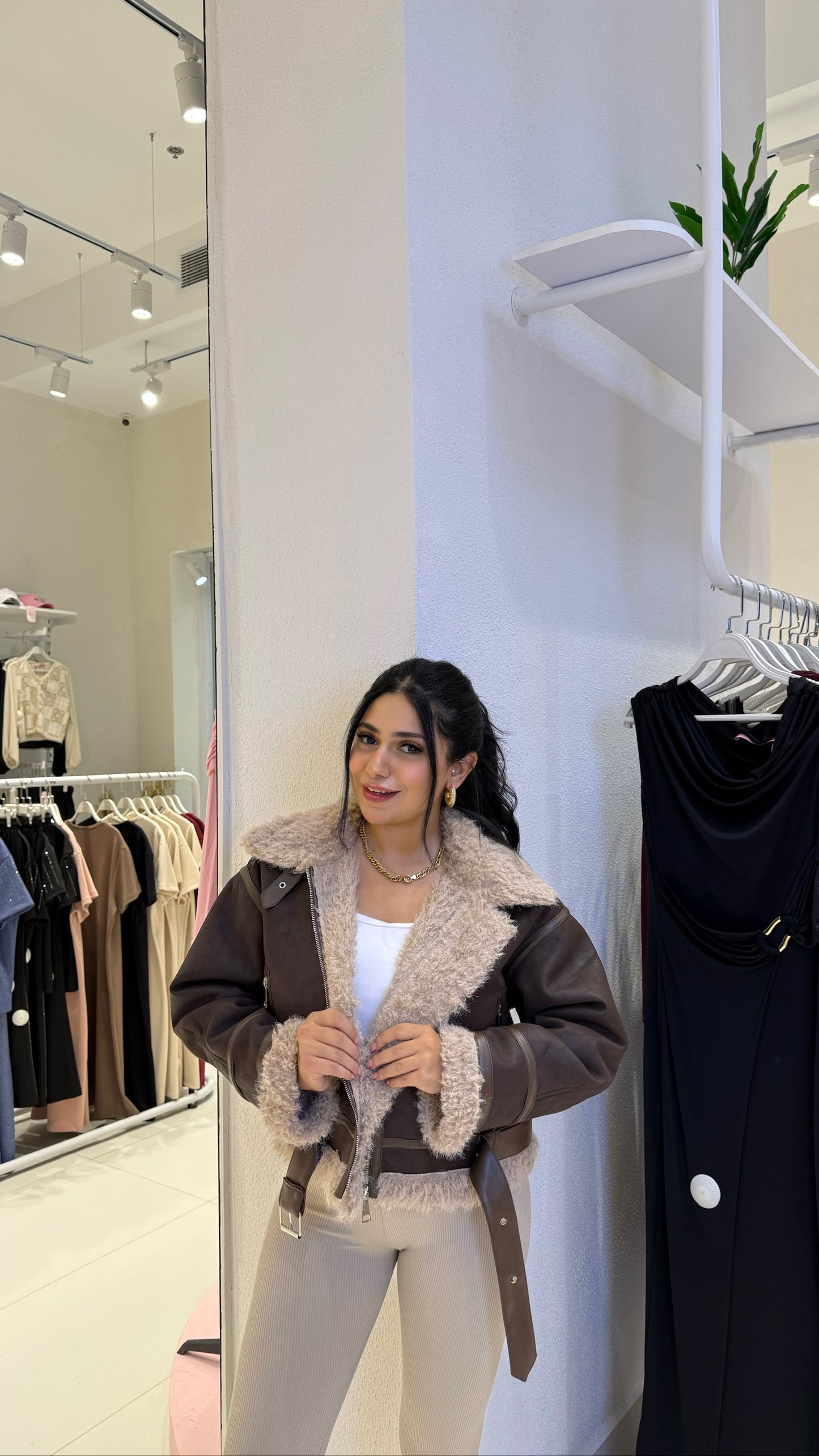Shearling Lined Biker Jacket - Bold Winter Chic