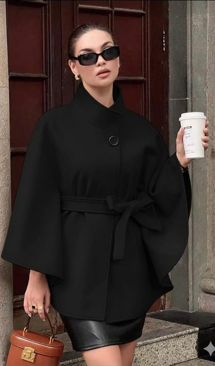 Elegant Black Cape Coat