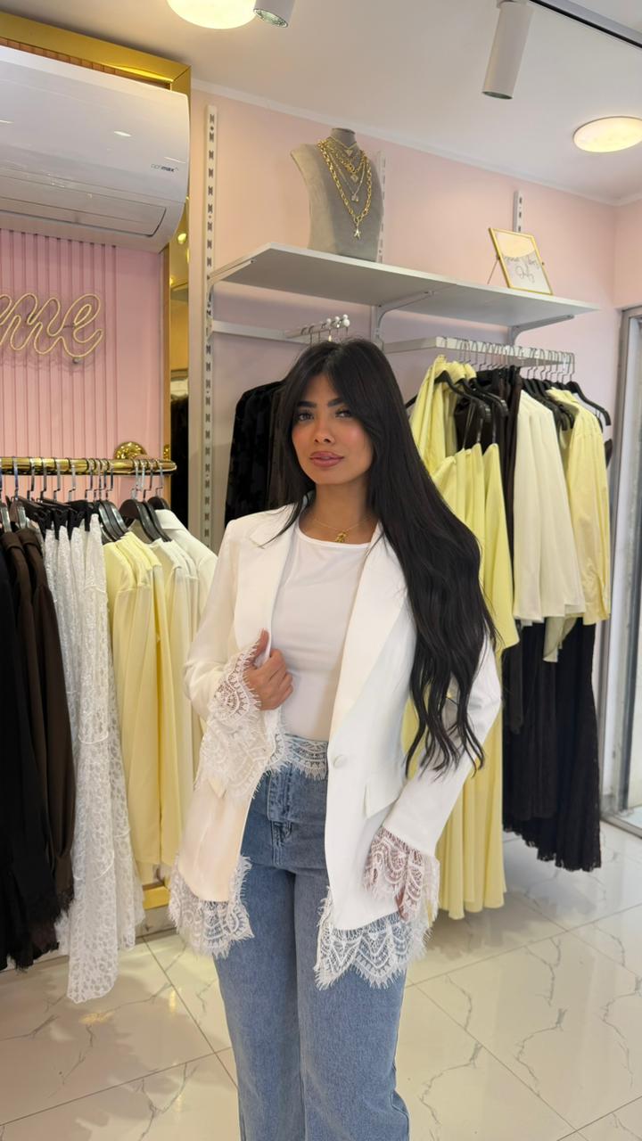 Blazer with lace trim